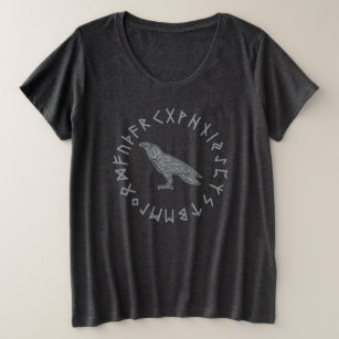 Camiseta Plus Size Runes da mitologia de Viking do corvo do corvo de