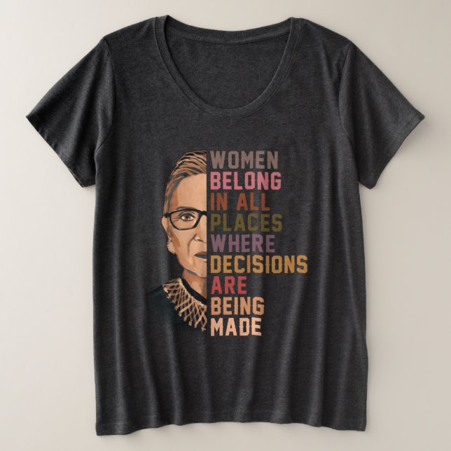 Camiseta Plus Size Ruth Bader Ginsburg RBG (Frente do Design)