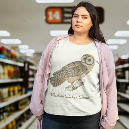Camiseta Plus Size Sabedoria Leva Tempo Coruja