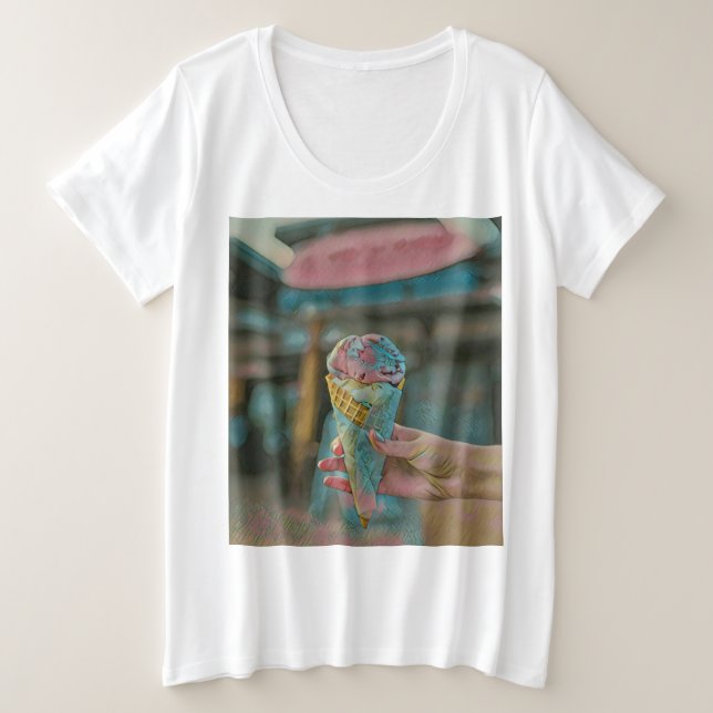Camiseta Plus Size Sabor sorvete (Frente do Design)