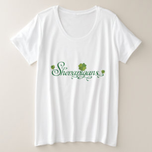 Camiseta Plus Size Saint Patrick Day Shenanigans Irish Shamrock