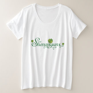 Camiseta Plus Size Saint Patrick Day Shenanigans Irish Shamrock