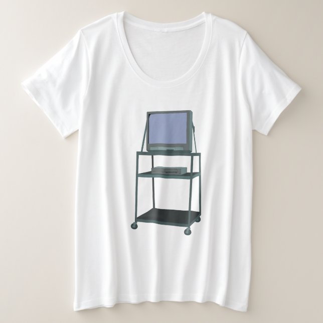 Camiseta Plus Size Sala de aulas de TV e VCR 80 e 90 anos Engraçado E (Frente do Design)