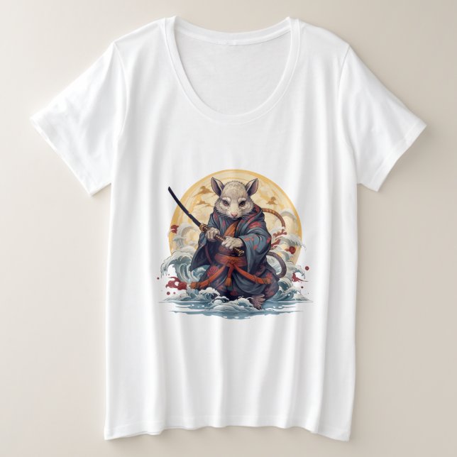 Camiseta Plus Size Samurai Rat Women's T-Shirts (Frente do Design)