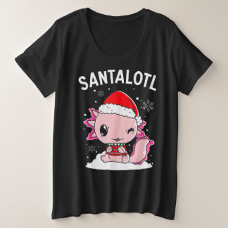 Camiseta Plus Size Santa Axolotl Amphibian Merry Christman Xmas Day A