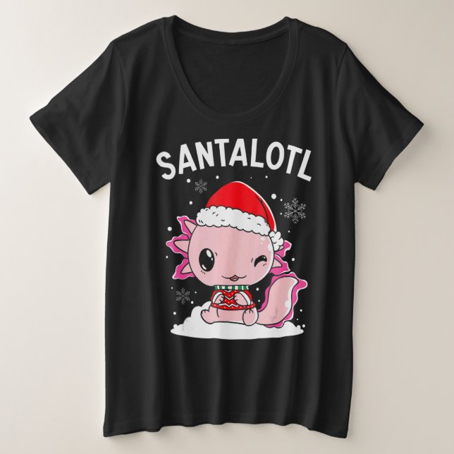 Camiseta Plus Size Santa Axolotl Amphibian Merry Christman Xmas Day A (Frente do Design)