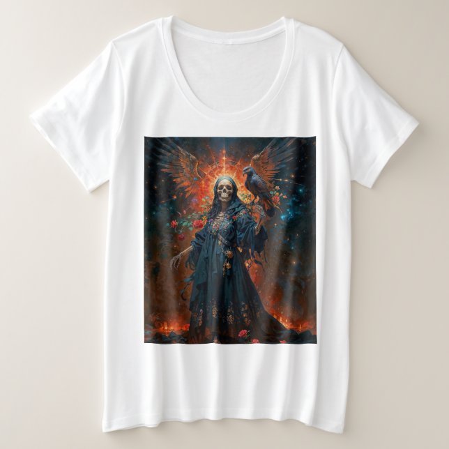 Camiseta Plus Size Santa Morte Vestido Preto (Frente do Design)
