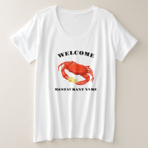 Camiseta Plus Size Sapatos de caranguejo vermelho simples Nome do log