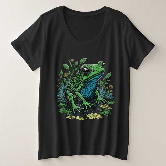 Camiseta Plus Size Sapo Detalhado de Letras (Frente do Design)