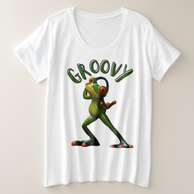 Camiseta Plus Size Sapo Verde Groovy (Frente do Design)