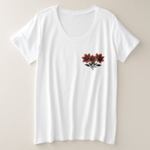 Camiseta Plus Size Scarlet Blooms Negros