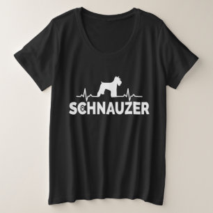 Camiseta Plus Size Schnauzer Heartbeat Dog Mãe Miniatura Schnauzer