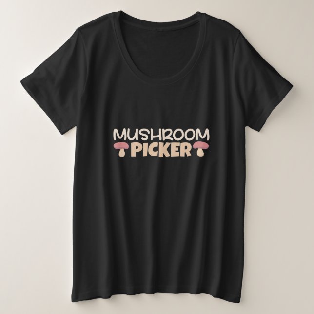 Camiseta Plus Size Seletor de Cogumelos (Frente do Design)