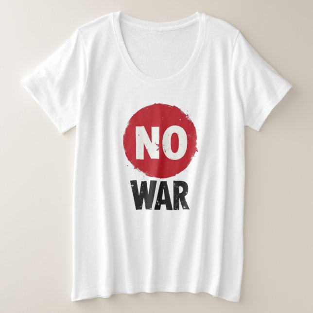 Camiseta Plus Size SEM GUERRA — Protesto Global pela Paz (Frente do Design)