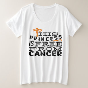 Camiseta Plus Size SENSIBILIZAÇÃO DO cancer - ESTA PRINCESA ESTÁ LIVR