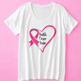 Camiseta Plus Size Sensibilização do Cancer sobre o medo