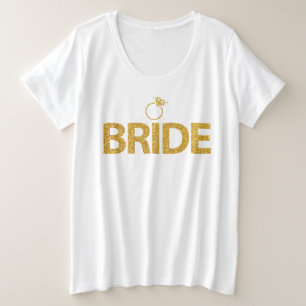 Camiseta Plus Size Sequências Douradas de Bride Faux com T-Shirt de T