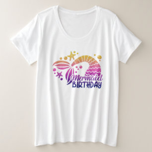 Camiseta Plus Size Sereia Aniversário Mais T Tamanho