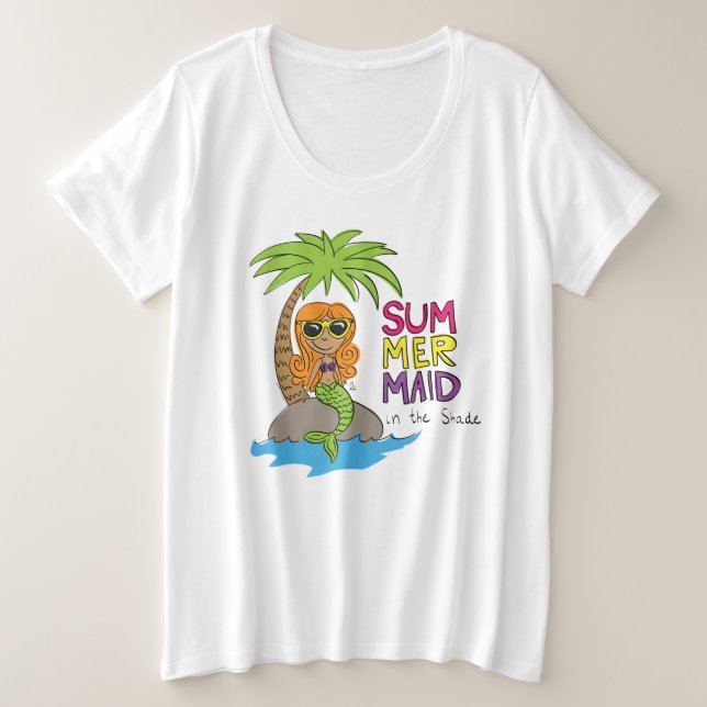 Camiseta Plus Size Sereia Cute Kids Girls (Frente do Design)