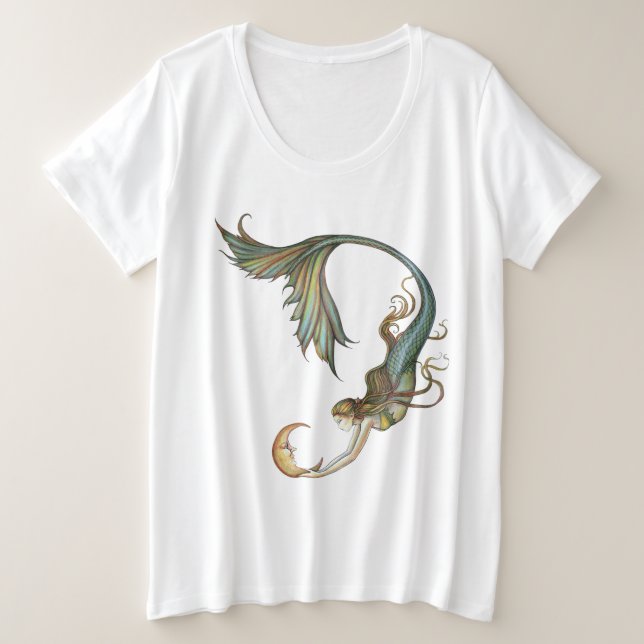 Camiseta Plus Size Sereia T-Shirt Deep Sea Moon de Molly Harrison (Frente do Design)