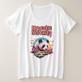 Camiseta Plus Size Serenidade Colorida: Panda em um Habitat Esbusto