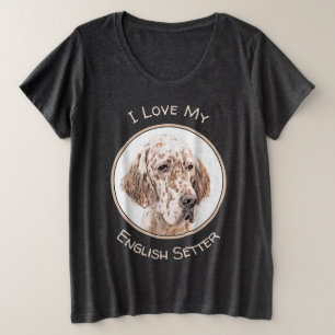 Camiseta Plus Size Setter Inglês Laranja Belton Pintando Arte Cão