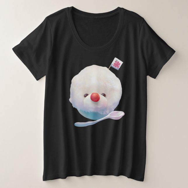 Camiseta Plus Size Shaved Ice Pup: Smiling Bichon Summer Dessert (Frente do Design)