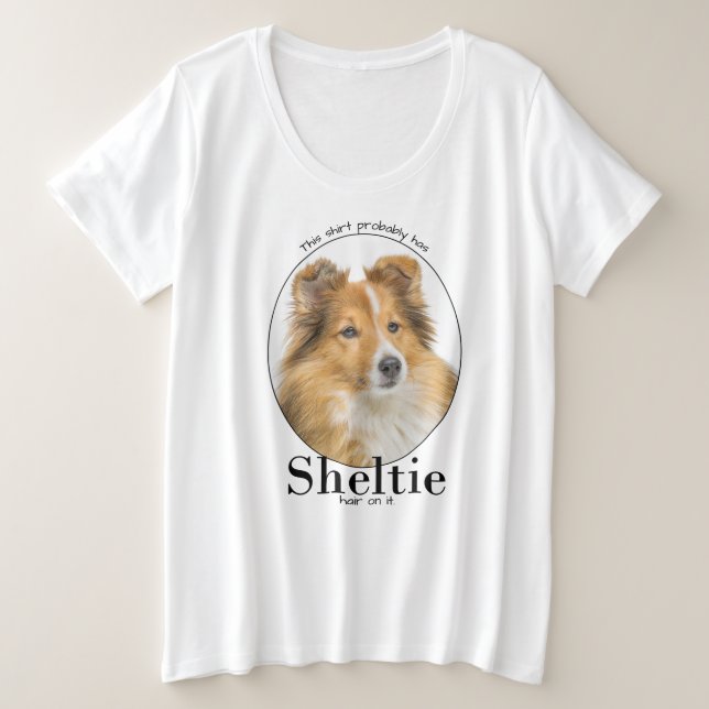 Camiseta Plus Size Sheltie Hair (Frente do Design)