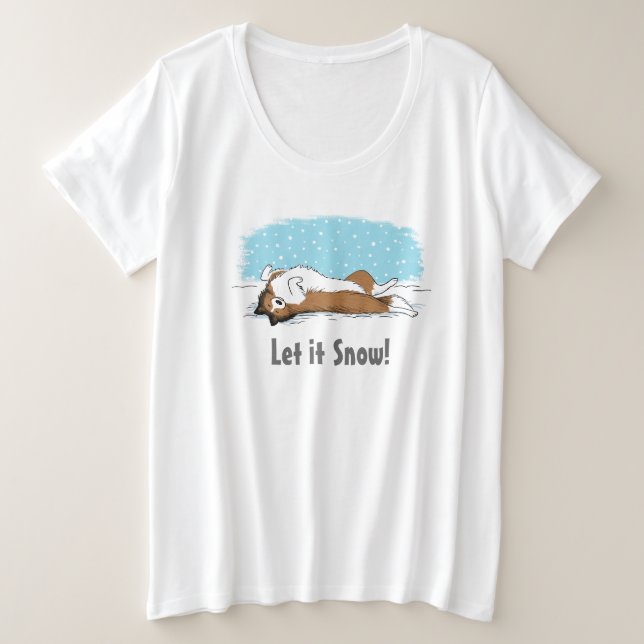 Camiseta Plus Size Shetland Sheepdog Holiday Snow Dog Sheltie Lover (Frente do Design)