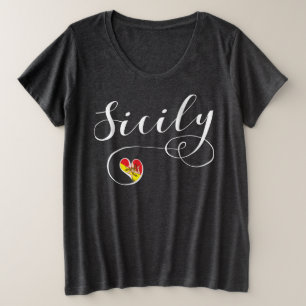 Camiseta Plus Size Sicilian Heart Flag, Sicília