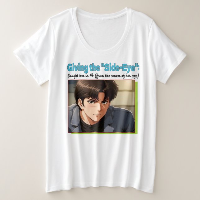 Camiseta Plus Size Side-Eye 4K (Frente do Design)