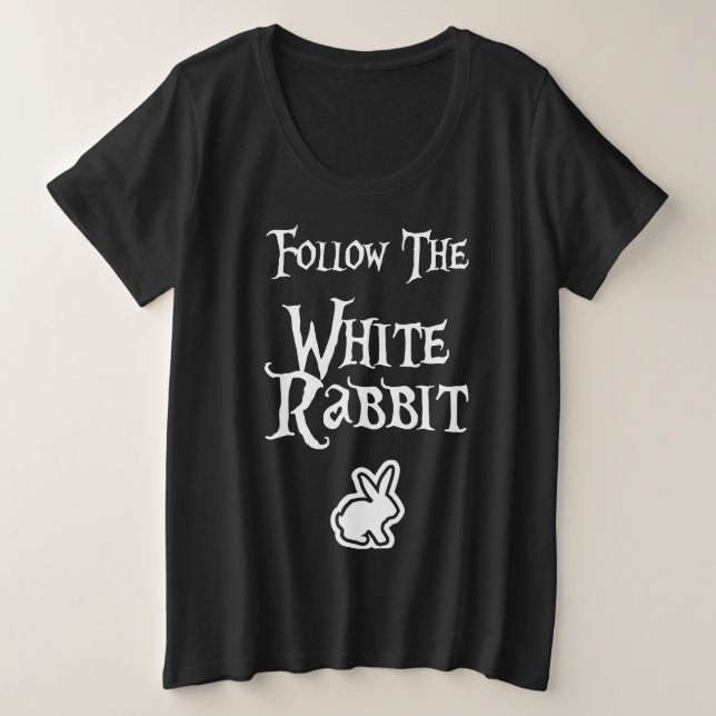 Camiseta Plus Size Siga o coelho branco (Frente do Design)