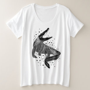 Camiseta Plus Size Silhueta Preta de um Crocodilo