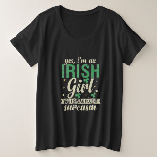 Camiseta Plus Size Sim, sou uma Irlandesa, falo sarcasmo fluente