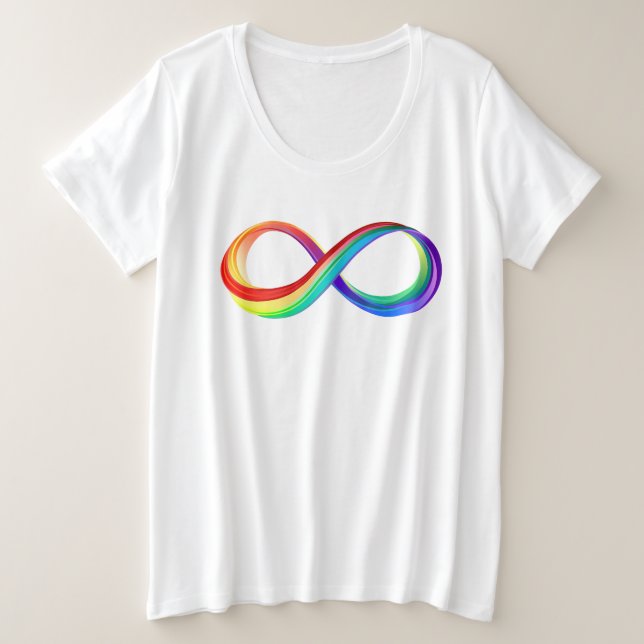 Camiseta Plus Size Símbolo de Infinidade Arco-Íris em Camadas (Frente do Design)