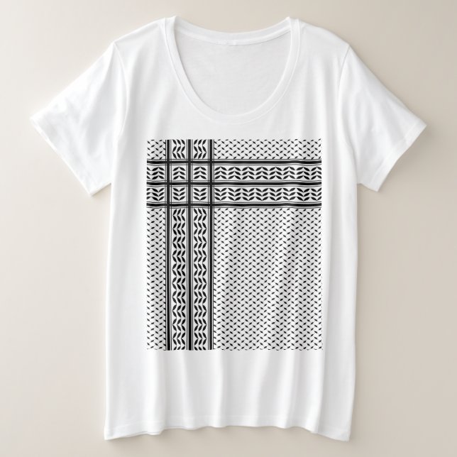 Camiseta Plus Size Símbolo Keffiyeh do Padrão de Resistência Palestin (Frente do Design)