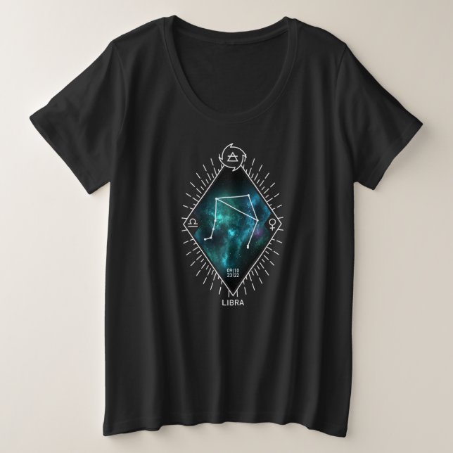 Camiseta Plus Size Símbolo Libra Constelação e Zodiac (Frente do Design)