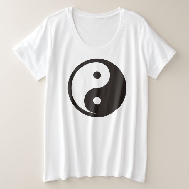 Camiseta Plus Size Símbolo Yin Yang - design de tatuagem sólida (Frente do Design)