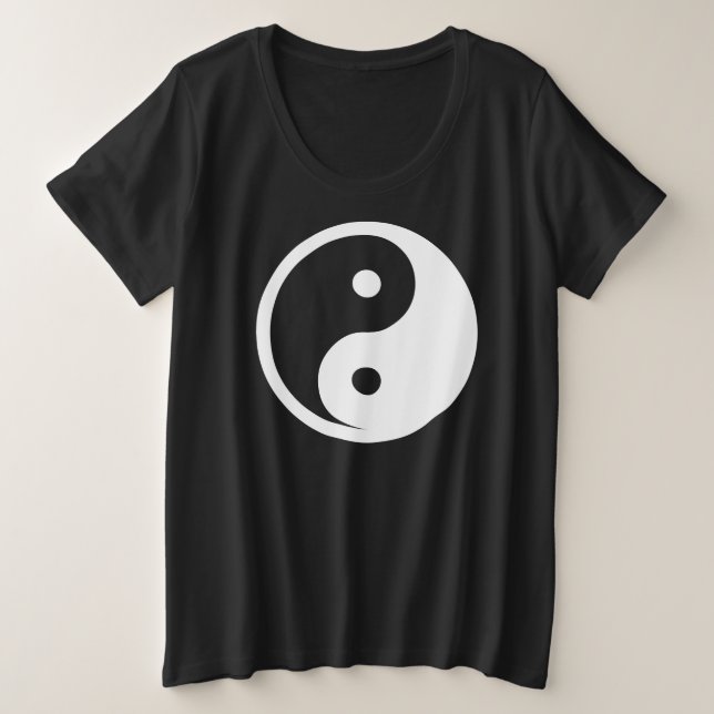 Camiseta Plus Size Símbolo Yin Yang - tatuagem sólida design 2 (Frente do Design)