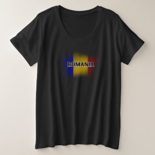 Camiseta Plus Size Simples Moderno Romênia - Letra Flag Souvenir