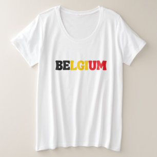 Camiseta Plus Size Simples Moderno Roupa de Bandeira Nacional da Bélg
