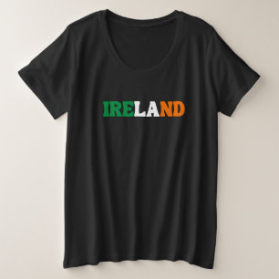 Camiseta Plus Size Simples Roupa de Bandeira Nacional da Irlanda Mode