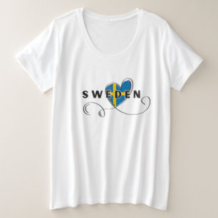 Camiseta Plus Size Simples Suecia Moderna Bandeira Sueca Souvenir