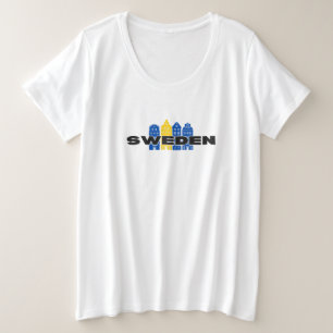Camiseta Plus Size Simples Suecia Moderna País Sueco Bandeira Souveni