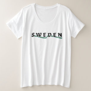 Camiseta Plus Size Simples Suecia Moderna Sueca Bandeira País Souveni