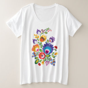 Camiseta Plus Size Sinfonia Floral Polonesa: Wycinanki Blossoms