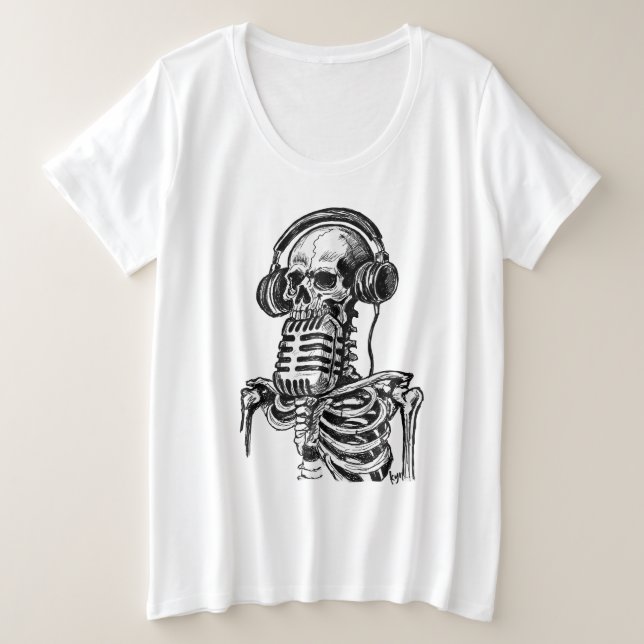Camiseta Plus Size Skeletal Sound (Frente do Design)