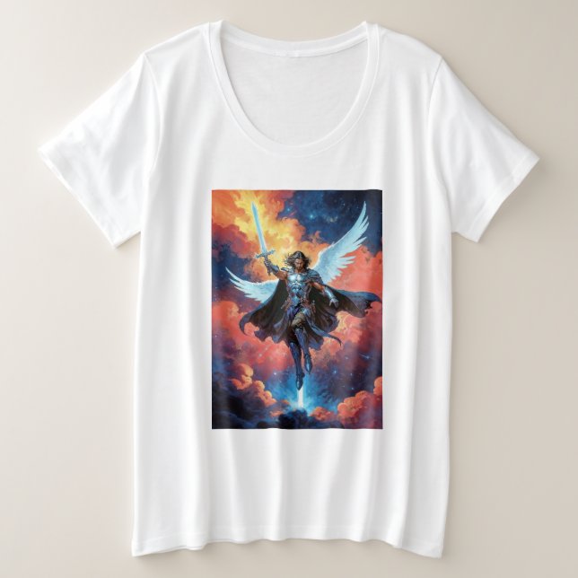 Camiseta Plus Size Skywarden Warrior Archangel Michael (Frente do Design)