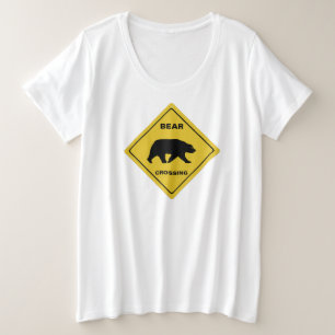 Camiseta Plus Size SlipperyJoe, sinal de passagem do urso, silhueta d