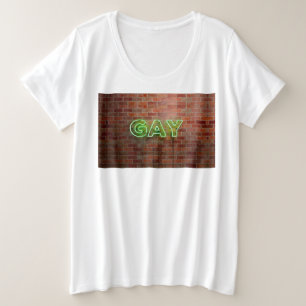 Camiseta Plus Size SlipperyJoe sinal gay neon iluminado brilhante vív